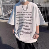 Fongt High Street Loose Letter Print Short-Sleeved T-Shirt Man Hip-Hop Pure Cotton Half-Sleeved Top