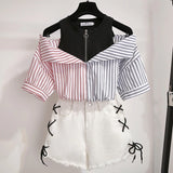size 2 pieces shorts sets summer Sweet Korean off shoulder tops and shorts 2 pieces sets women clothing two pieces