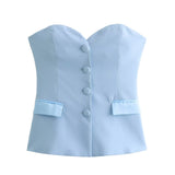 Fongt Women's Clothing 2025 Spring New Sexy 4 Color Tight Single-Breasted Breast Small Vest + Short Skirt Set