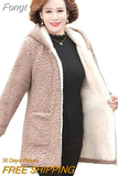 Middle-aged Elderly Women's Lamb Wool Coat 2023 New Winter Plus Velvet Cotton Jacket Loose Mid-length Female Hooded