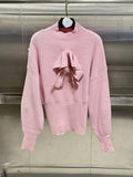 Fongt Wind Sweater Women 2025 Spring New Fashion Round Three-Dimensional Butterfly High-End Long-Sleeved Top
