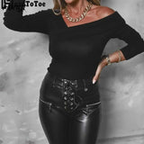 Shoulder Long Sleeve Irregular Blouse