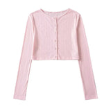 Trend Spice Girls Single-Breasted Solid Color Cardigan Small Coat Off The Shelves New Solid Color Short Style Blouse-Outfit