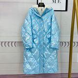 Oversize White Duck Down Hooded Womens Jackets Long Loose Bubble Coats Parka Female Warm Winter Doudoune Femme Korean