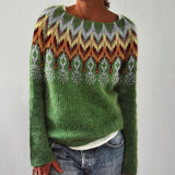 Round Neck Multicolor Loose Pullover