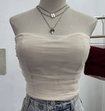 Thai Babes Light Yarn Splicing Braless Sleeveless Top With Short Corset Corset Umbilized Bra Vest