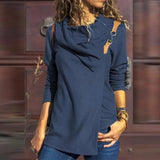 Women O-Neck Solid Blouse Elegant Lady Long Sleeve Irregular Top Shirts Casual Femme Slim Pullover Streetwear Blusa