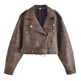 New Spring Style Skinny Leather Locomotive Jacket 4341730-Outfit