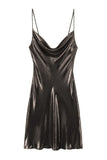Cowl Neck Metallic Slip Mini