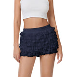 Sexy Beach Hot Pants Lotus Side Wave Solid-Colored Lolita Low-Rise Shorts Skirt
