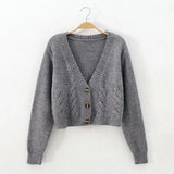 Style Knitted Cardigans Sweater Women Autumn Loose V-neck Long Sleeve Solid Tops Casual Coat 2020