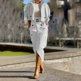 Streetwear Cargo Women's Set Long Sleeve Jacket and Wrap High Split Skirts Suit 2023 Two 2 Piece Sets Outfits Tracksuit-Outfit