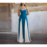 Fongt Summer New Fashion Match Gilled Waist Palette Sling Dress
