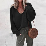 Knitted Sweater Women Streetwear V Neck Long Sleeve Pullovers Loose Solid Coat 2019 Autumn Winter Fashion Women's