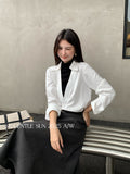 Fongt Xixi 2025 Autumn White Label New Temperament Simple Two-Piece Set Of Collar Shirt Long Sleeve Top 89611