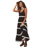 Fongt Summer New Simple U-Word Collar Ripple With Chest Solid Color A-Word Slip Skirt-88003-Outfit