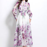 Fongt Dress Early Spring New Famous High-End Waist Lantern Sleeve Elegant Dress Woman