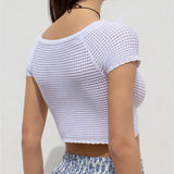 Fongt Summer New Women's Sexy Hot Chick Knitted Short Sleeve Wrapped Breast Small Waist Coat Outside The Girl