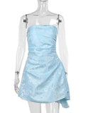 Satin A-line Tube Mini Dress-Outfit