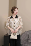 Color Collar Short-Sleeved Shirt-Outfit