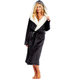 Extra Long Flannel Bathrobes Women's Plush Warm Thickened Hooded Robes Sleepwear Soft Comfortable Kimono Bathrobes-Outfit