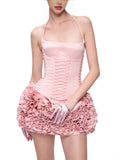 New Flower Boa Thorn Skirt Three-Dimensional Ponbo Skirt Adjustable Strap Design Brat Tight Elastic Two