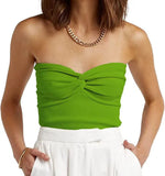 / Summer 2023 New Solid Color Twisted Woven Sling Short Tight Back Strapless Knitwear Women's Wear-Outfit