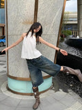 Vintage Denim Pants Loose Casual Knee Length Jean Shorts Wide Leg Kpop Y2k Streetwear Women Grunge Hip-pop Chic-Outfit