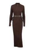 Fongt Elegant Dress In Autumn 2025 New Fashion Niche High-End Sense Spliced Belt Knitted Dress
