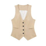Fongt Autumn And Winter Straight Trousers Double Buckle Suit Vest Three Sets Of New Women's Fashion Commuting Suit