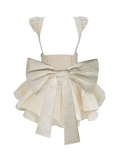 Big Bow Patchwork Strap Skirt Summer New Jacquemus High Waist A-line Mujer Faldas Elegant Sweet Cake Dress-Outfit