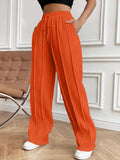 Fongt Women's Casual Fashion Pants Draw Rope Vertical Striped Straight Sweatpants Women