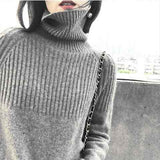 Turtleneck Knitted Sweater Women Solid Winter Thicken Jumper Ladies Casual Tops Oversize Korean Bottoming