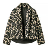 Fashion Winter Women's Animal Print Kimono Open Skirt Loose Padded Coat-Outfit