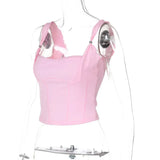 Pink Strappy Crop Top-Outfit