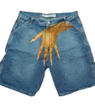 New Hip-Hop Funny One-Hand Pattern Printed Denim Shorts Men's High Street Fashion And Leisure-Outfit