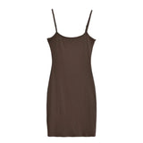 Trend Women's Solid Color Flat Thread Suspender Dress Summer New Elastic Bag Hip Skirt Short Skirt-Outfit