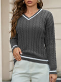Fongt And Winter Knitted Temperament V-Neck Sweater Fashion Loose Jasmine Cloth Girl