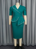 Fongt New Nail-Peared Leaf-Side Dress Party Temperament Packed Bing Dress