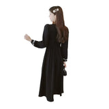 Fongt Summer New French Square Collar Solid Color Long Sleeve Sweet Temperament Show Thin Reduce Age In The Long Dress-Outfit