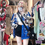 Bomber Woman Varsity Racing Jacket PU Long Sleeve Stand Collar Leather Jackets Unisex American Jacket¡®s Bombers Coat