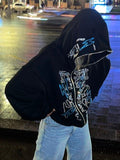 up hoodie with glittering rhinestones and face