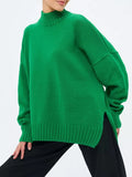 Fongt And Winter Half-High Collar Thread Sweater Solid Color Cover Loose Casual Knitwear