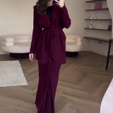 Fongt Solid Color Tie In Autumn 2025 With Waist Suit Half-Dress Commuting Suit
