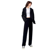 Fongt Waist Wide Leg Pants Women's Pants Autumn Hanging Feeling Loose Versatile Black Thin Suit Pants Casual Straight Leg Floor Pants-Outfit