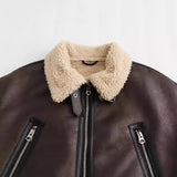 Fongt Autumn Short Fur One Lamb Coat Coat + Vest Temperament Elegant