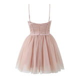 Black Mesh Frill Tulle Strap Mini Dress-Outfit