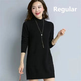 Mid-length Plus Velvet Bottoming Sweaters Women's Thicken Soft Long Knitted Tops Mock Neck Slim Warm Pullovers With