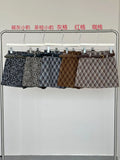 Fongt Xixi 13 Line 2025 Autumn White Retro High-Waisted Skirt Print A-Word Bag Hip Short Skirt 85307