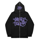 Fongt New High Street Hip-Hop National Tide Printing Zipper Clothing Fashion Fashion Couple Hooded